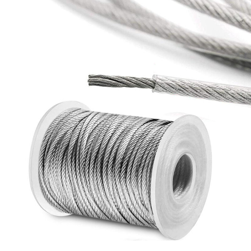 56PCS Wire Rope Cable 30m Wire Heavy Duty  Fence Railing Kits Stainless Steel Clothesline with Hook  10x10x5 cm