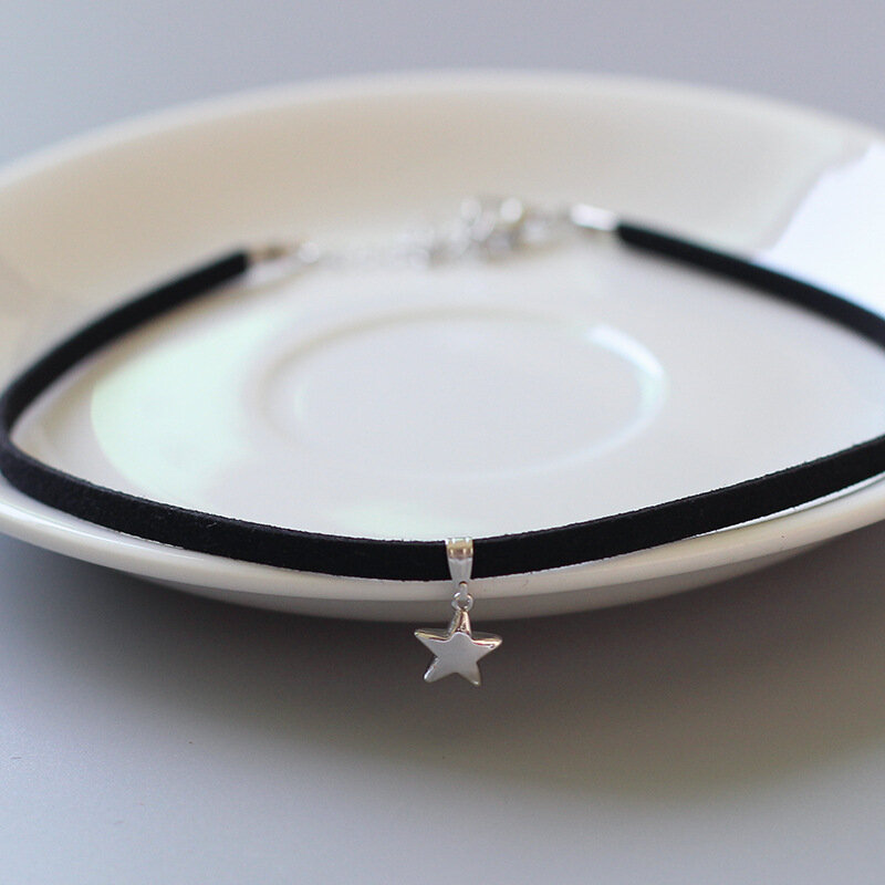 Женское Фланелевое ожерелье, короткая цепочка длиной до ключиц, со звездой, аксессуар для летних прогулок, подарок на день рождения