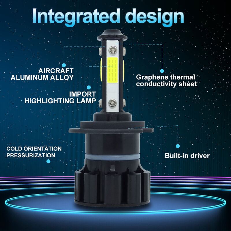 Bombilla LED antiniebla para faro de coche, luz de 16000LM, H7, H11, 360 grados, H1, H4, H8, H9, 9005, HB3, 9006, HB4, 12V, 6000K, 2 uds.