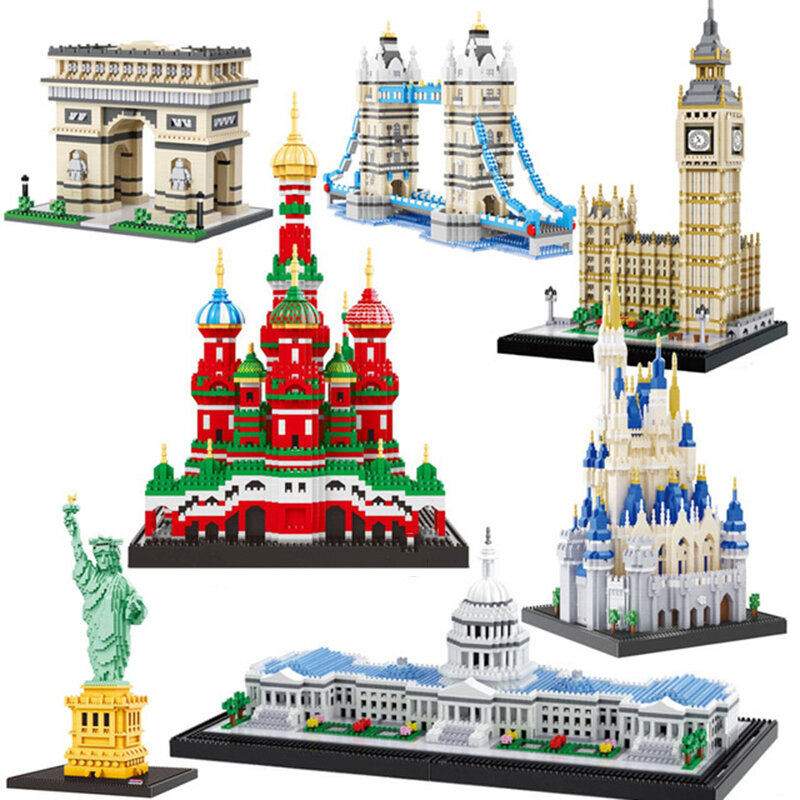 Balody Wereld Beroemde Architectuur Blok Vrijheidsbeeld Plastic Bouw Micro Witte Huis Bricks Educatief Kid Speelgoed Gift