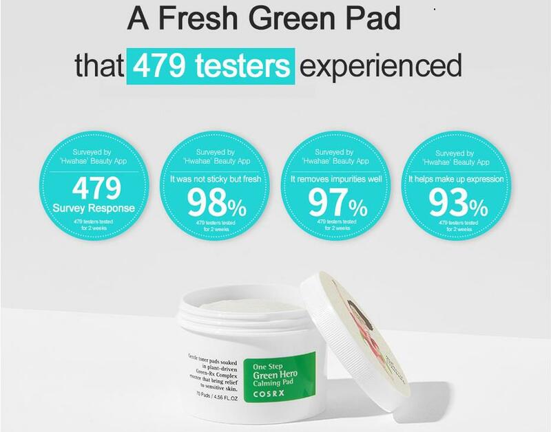 Cosrx um passo herói verde almofada calmante 70 pçs aliviar a pele hidratante profunda suave cuidados com a pele clareamento essência cosméticos coreanos