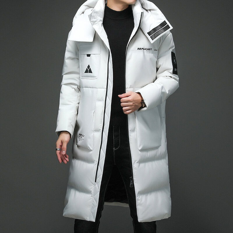 2021แฟชั่น Coat Thicken เสื้อผู้ชาย Hooded Warm ยาว Parka เสื้อสีขาวเป็ดลงคุณภาพสูงชายฤดูหนาวใหม่ลงเสื้อ