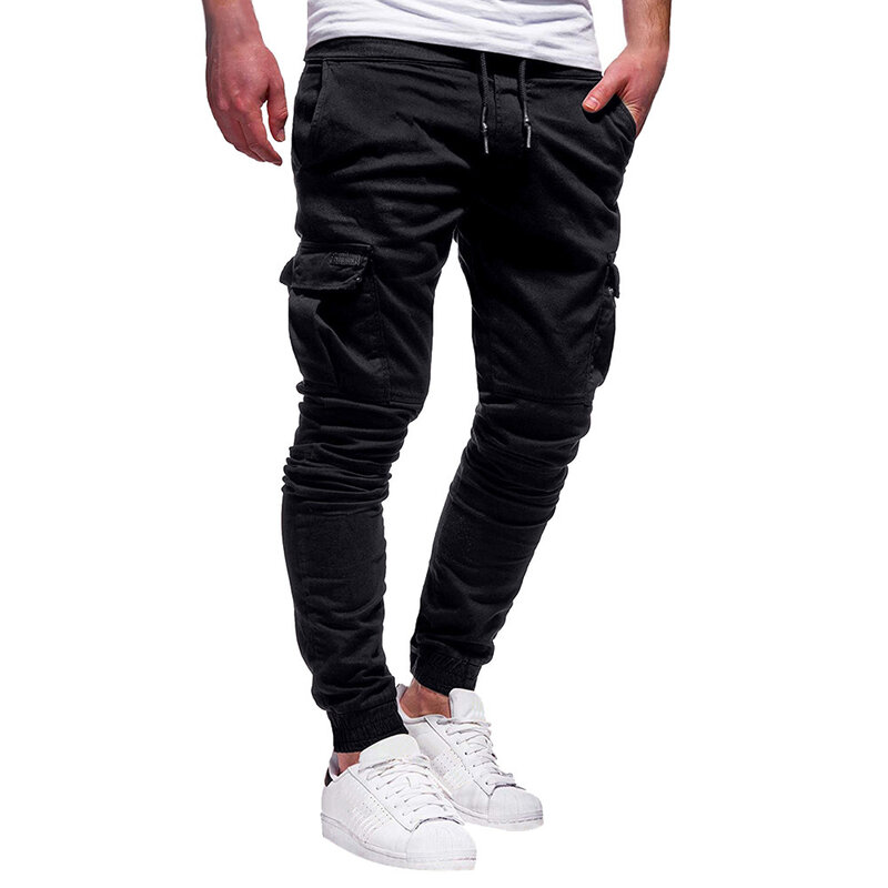 Spodnie do joggingu męskie 2021 jednokolorowe kombinezony Casual Pocket Sport Work spodnie na siłownię na co dzień spodnie kulturystyczne odzież męska 2021