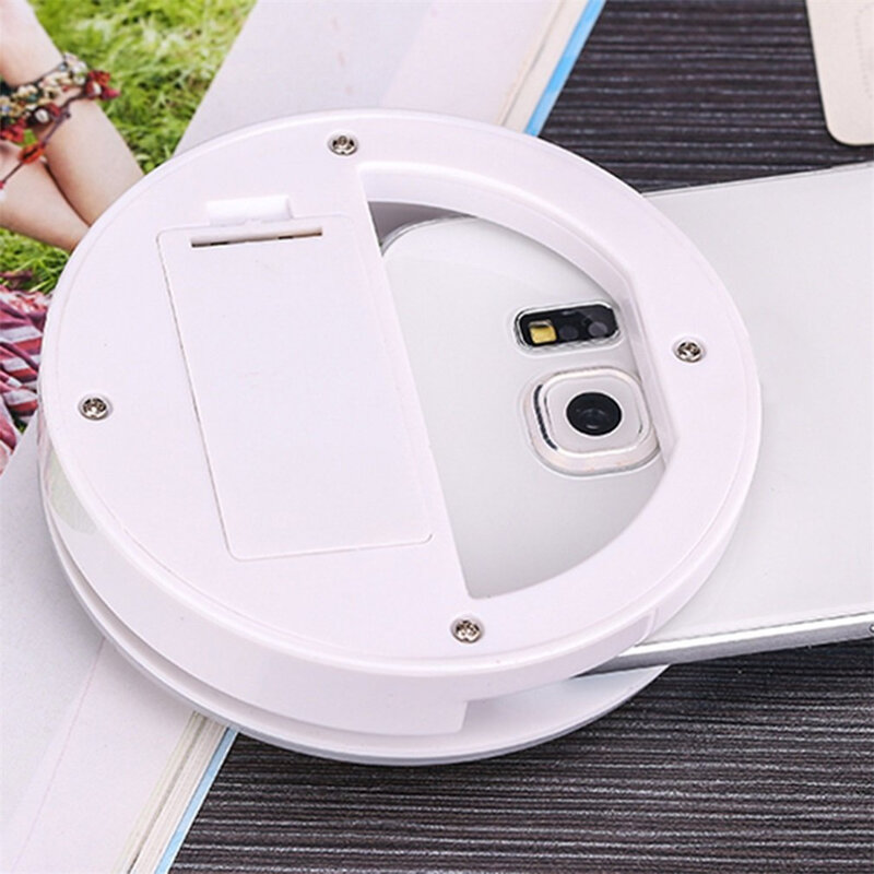 Klip Ponsel Selfie LED Auto Flash untuk Ponsel Smartphone Bulat Portable Selfie Flashlight Mini Senter Kamera