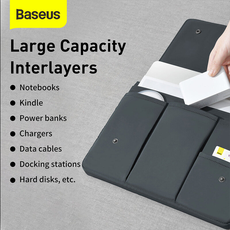 Baseusラップトップバッグケースmacbook airはproの13 14 15 15.6 16インチスリーブポーチmacのノートブックipadプロタブレットカバーcoque funda