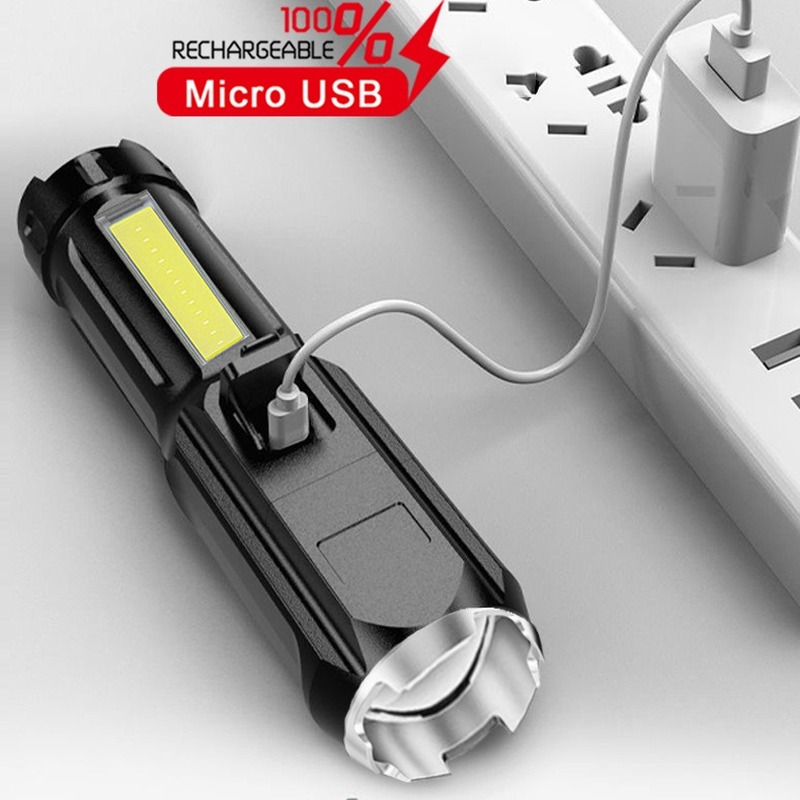 Mini lampe de poche USB à Led, lanterne d'extérieur étanche avec batterie intégrée, aimant à queue, fournitures pour pêche et Camping