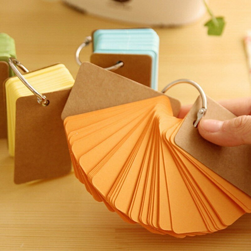 For Word Study Card Portable Memo Pad Loose Leaf Notes DIY Notepad Empty Page Blank Kraft Paper 90 Pages Notepad 1PC