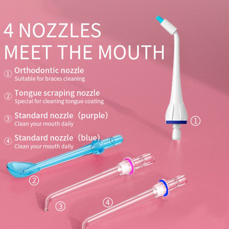 عن طريق الفم الري الأسنان الأنظف جهاز تنظيف الأسنان بالماء الكهربائية المحمولة الأسنان الجير تبييض مقاوم للماء USB قابلة للشحن 4 طرق + 4 Jet