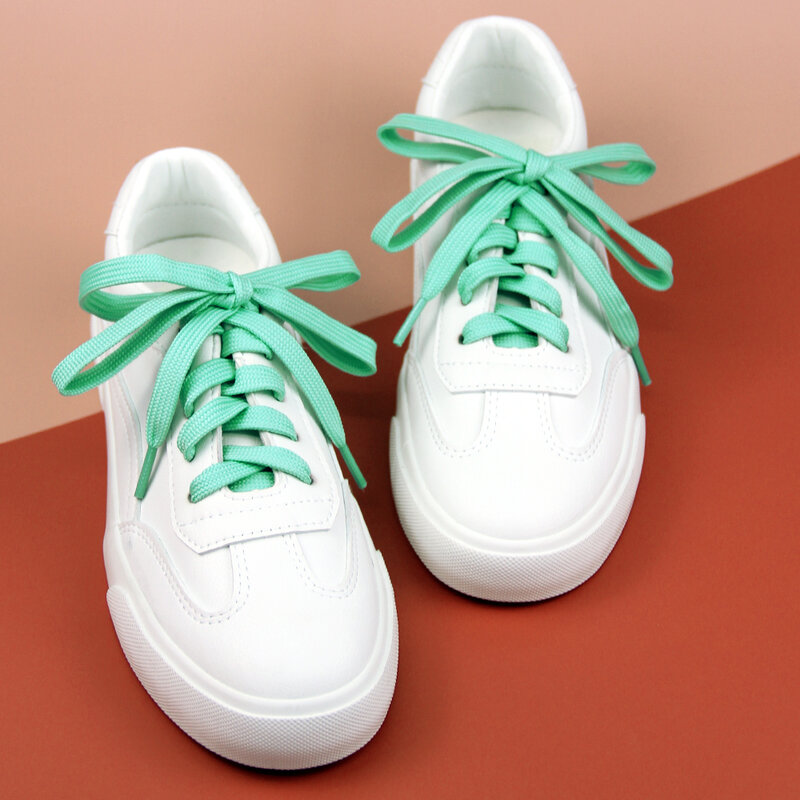 Cordones planos de poliéster de alta calidad, cordón de zapato informal deportivo, a la moda, 27 colores, 1 par