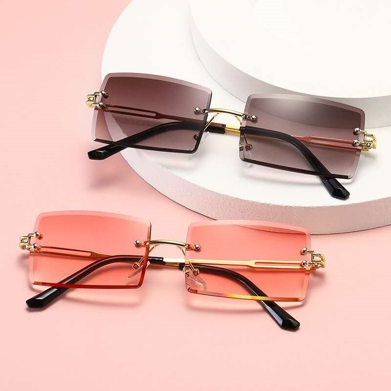 Солнцезащитные очки женские, без оправы, в стиле ретро, 2021, без оправы градиентный