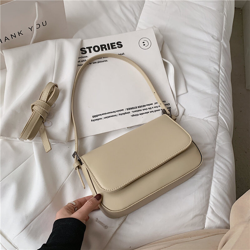 Simple fashion solid color PU leather small underarm ladies shoulder bag brand luxury fashion ladies messenger bag and wallet