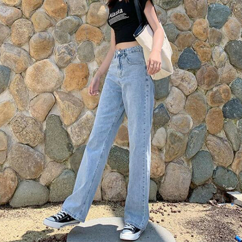 Kobieta dżinsy wysokiej talii ubrania szerokie nogawki odzież dżinsowa Streetwear jakość w stylu Vintage 2020 moda lato Harajuku luźne spodnie
