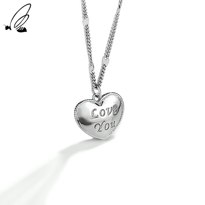S steel – collier en argent Sterling 925 en forme de cœur pour femme, joli bijou fin en or 18k