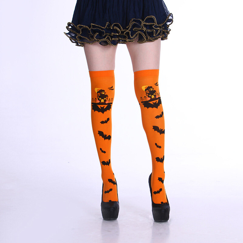 Halloween imprimir meias bat impressão meias adereços traje meias cosplay