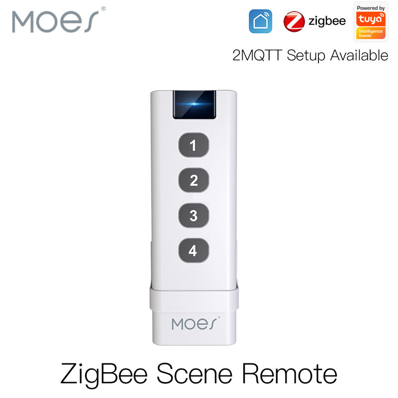 Moes zigbee-interruptor sem fio de casa inteligente, dispositivo remoto de 4 gang, hub tuya zigbee portátil, sem limite para dispositivos de controle