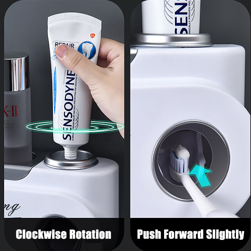 Multi-hängen Zahnbürste Halter Automatische Zahnpasta Squeezer Dispenser Make-Up Lagerung Rack Badezimmer Zubehör Sets Haus Artikel