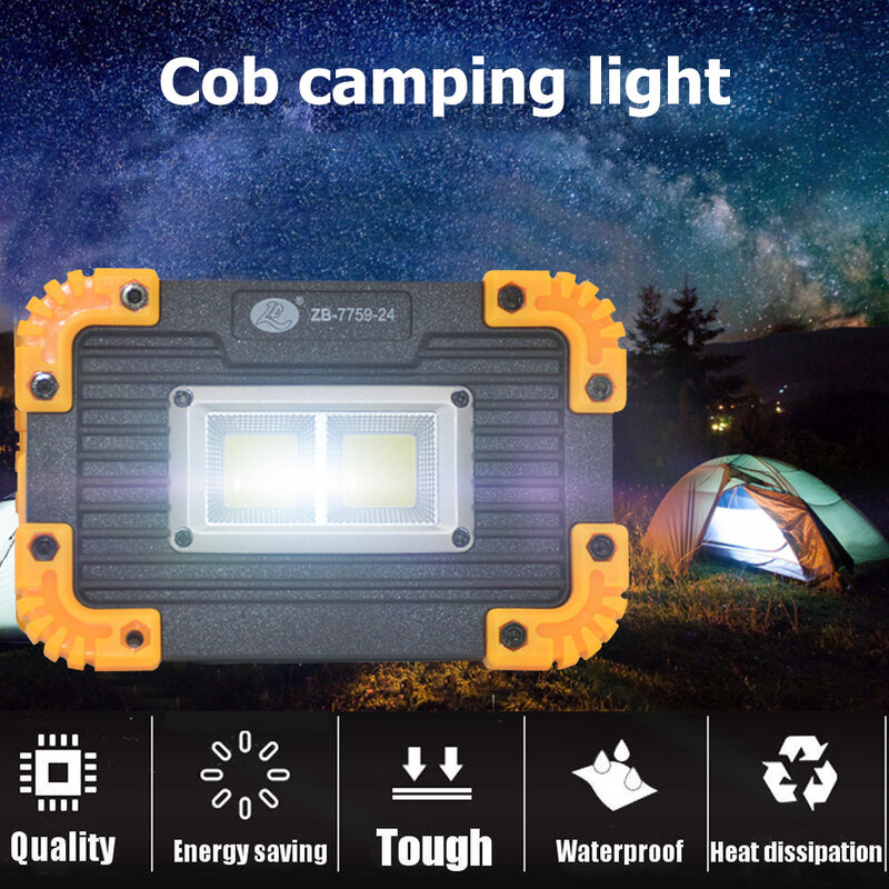 Lámpara de trabajo recargable por USB, farol LED portátil, foco de emergencia para trabajo o Camping al aire libre, Mini linterna de proyector