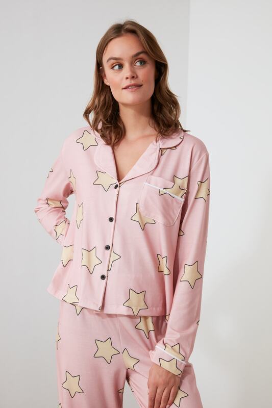 Trendformas pijamas de malha estampados em estrela