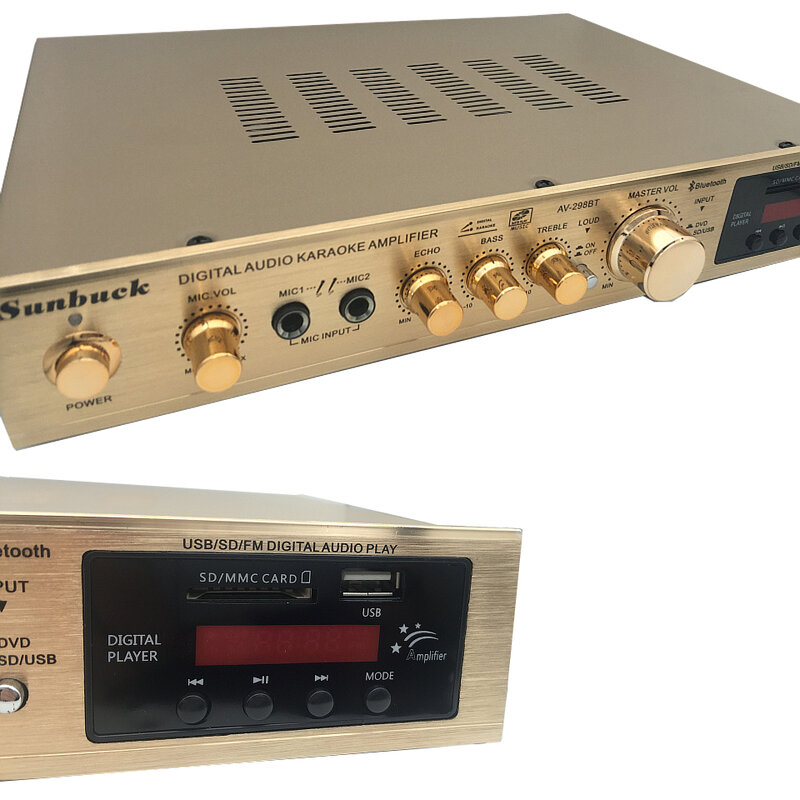 Sunback-مضخم صوت عالي الطاقة ، 200 واط 200 واط ، 5.1 ، صوت ، ميكروفون مزدوج ، تردد ، بلوتوث مدمج ، راديو FM ، متوافق مع SD و USB