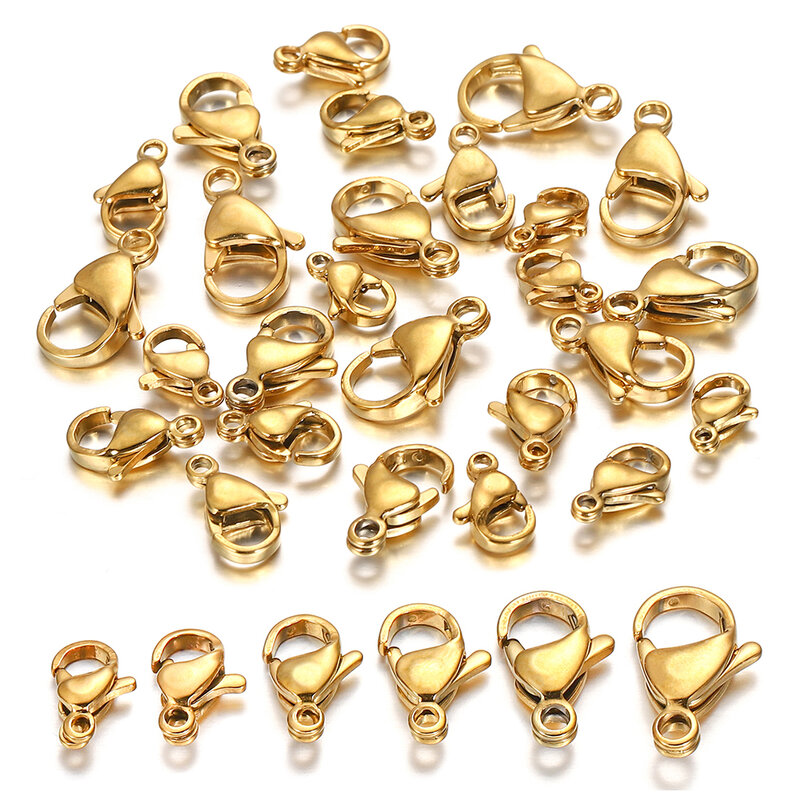 30 pcs/lot banhado a ouro de aço inoxidável fecho de lagosta fechos garra para pulseira colar cadeia diy jóias fazendo descobertas suprimentos