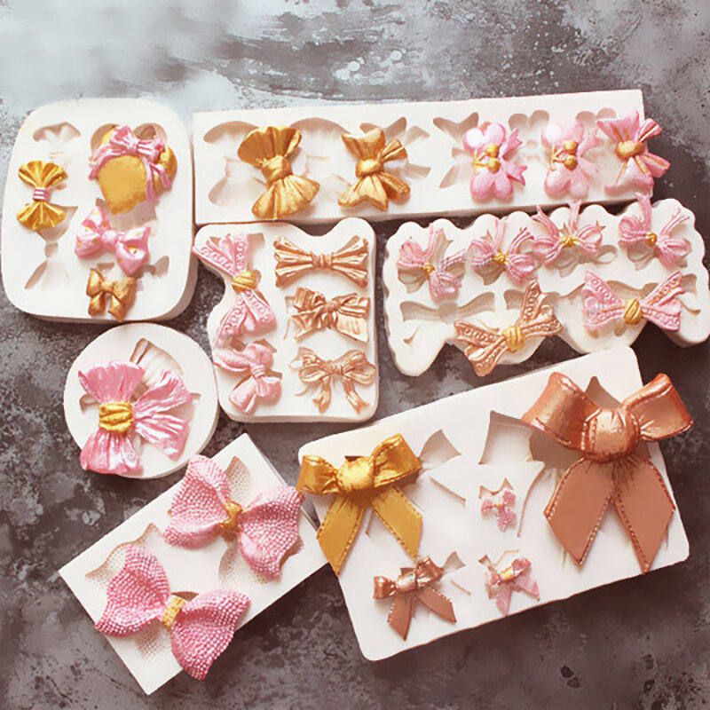 Resin Art Moulds MINI Bow Bowknots Mold Silicone Baking Accessories 3D DIY Sugar Craft Chocolate Mould Fondant Cake Decorating