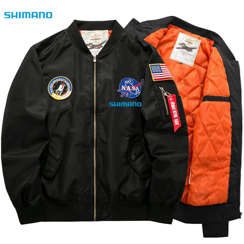 เสื้อผ้าตกปลาฤดูหนาวแจ็คเก็ต Shimanos Outwear Mens กันน้ำ Windproof ฝ้ายเบาะแจ็คเก็ตเสื้อลำลอง Varsity Jacket