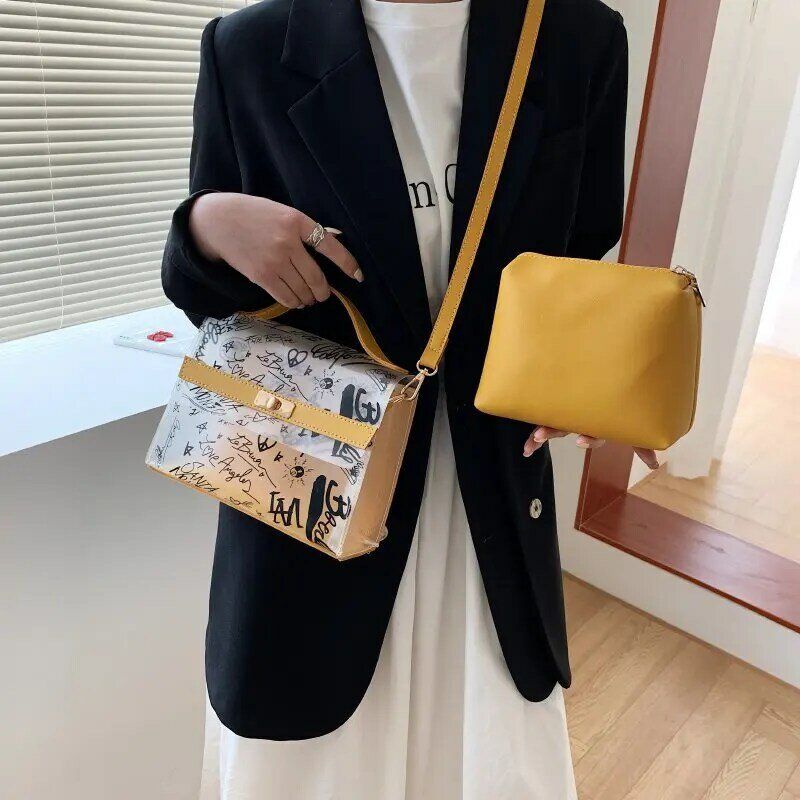 Jelly pvc transparente bolsa feminina tendência 2021 coreano moda design bolsa crossbody bolsa mãe maré