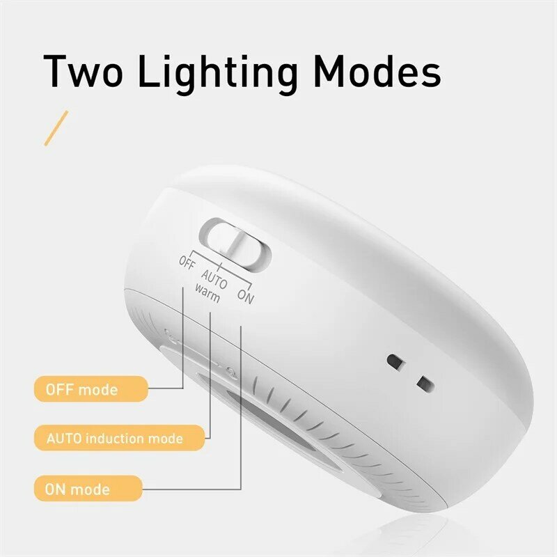 Baseus led night light com pir sensor de movimento inteligente nightlight para o escritório casa quarto cama quarto lâmpada indução humana noite