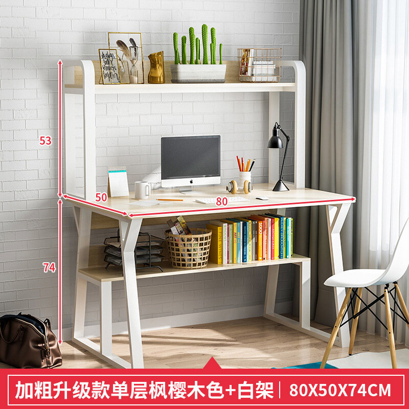 Table d'ordinateur en bois et acier, 100cm, pour la maison, le bureau, la salle d'étude, avec bibliothèque