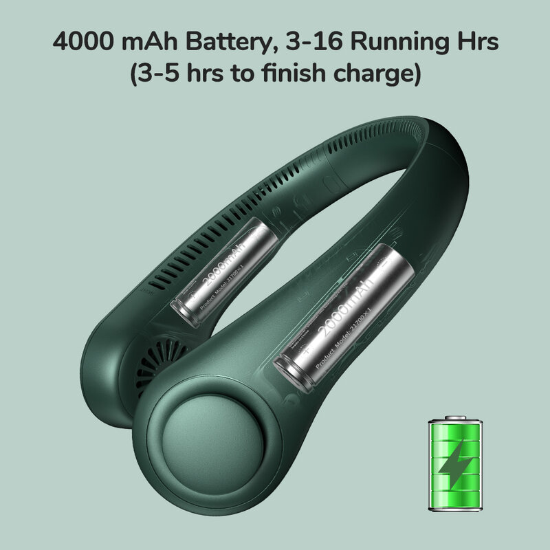 JISULIFE – Mini ventilateur de cou Portable sans lame, ventilateur de sport silencieux Rechargeable par USB pour l'extérieur