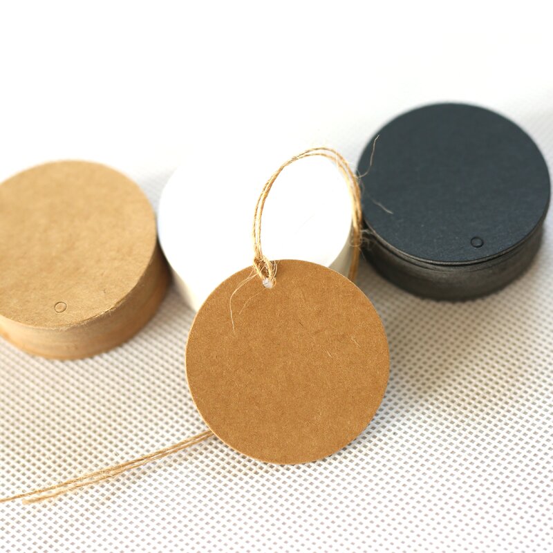 Round Kraft Paper Tags Luggage Note Wedding Invitations Cards Blank Price Hang Tag 5cm 100pcs/lot