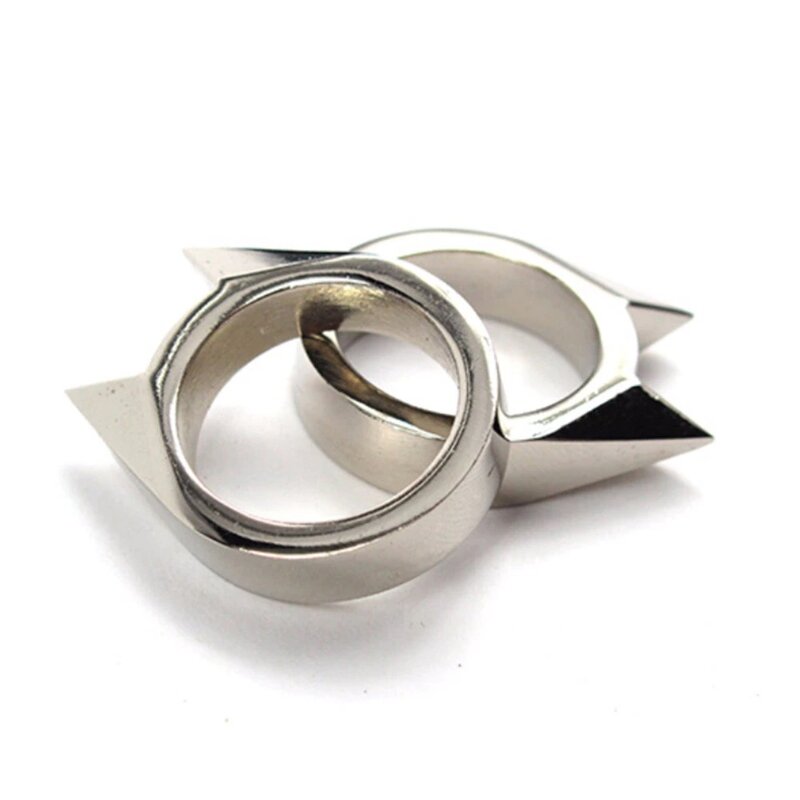 Anelli di autodifesa per donna uomo metallo Knuckle multifunzionale gatto forma dell'orecchio anelli di attacco accessori per gioielli regalo per amiche