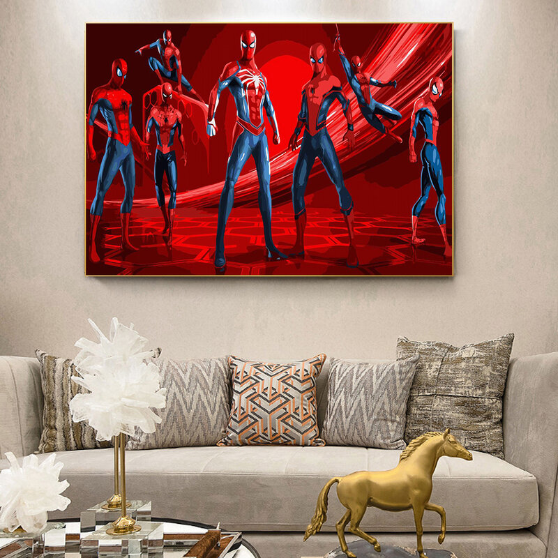 Marvel Avengers Movie Poster pittura fai da te By Numbers pittura Zero Base vernice acrilica decorazione domestica dipinta a mano per adulti