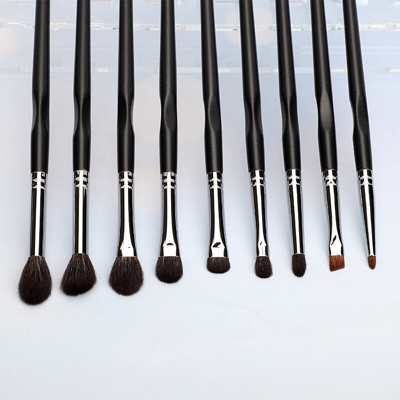 9Pcs pennello trucco occhi ombretto correttore sopracciglio Micro pennello lana di alta qualità tubo di rame pennello trucco teatro trucco