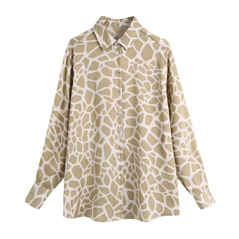 Blusas holgadas con estampado de leopardo para mujer, Blusas Vintage de manga larga con botones, Tops elegantes