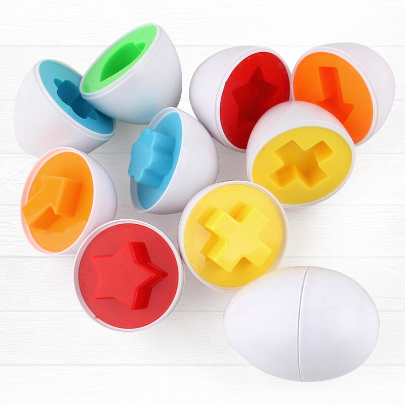 6PCS Montessori Learning Education Math Toys Smart Eggs 3D Puzzle Game For Children Popular Toys Jigsaw Mixed Shape Tools