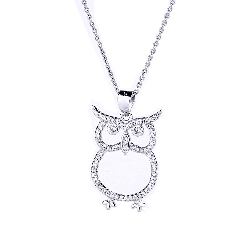 SODROV Sterling Silver 925 Animal Pendant Necklace Owl Necklace Sterling Silver Necklace