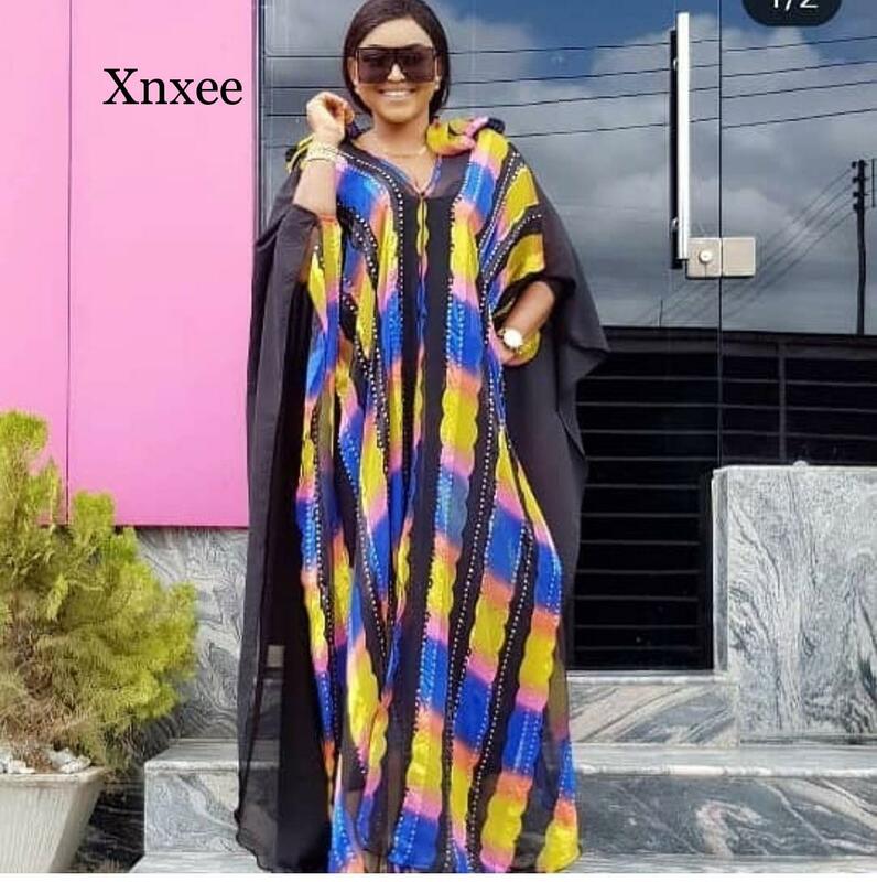 W nowym stylu sukienki afrykańskie dla kobiet Dashiki Rainbow afrykańskie ubrania Riche szata Boubou Africain Style afryka strój strój tęczy