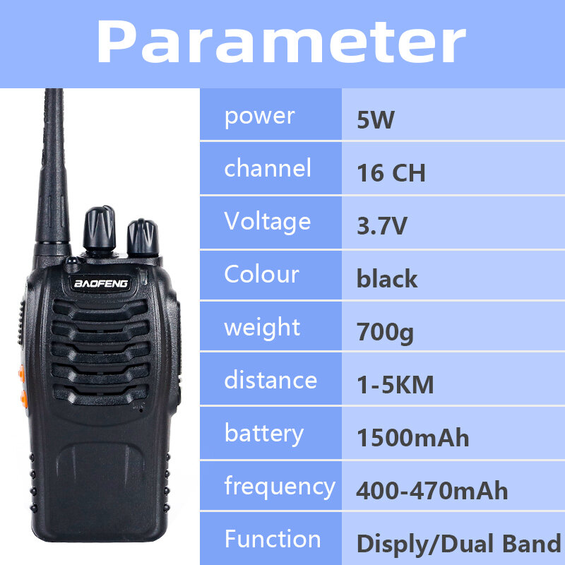 Baofeng اسلكية تخاطب BF-888S cb راديو UHF اتجاهين راديو BF888S راديو محمول باليد راديو محمول محطة الإرسال والاستقبال + سماعات