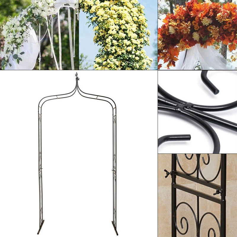 Marco de Metal para arco de jardín de 2,4 m, escalada de plantas en el patio, decoración de soporte de flores para fiesta de boda al aire libre, color negro