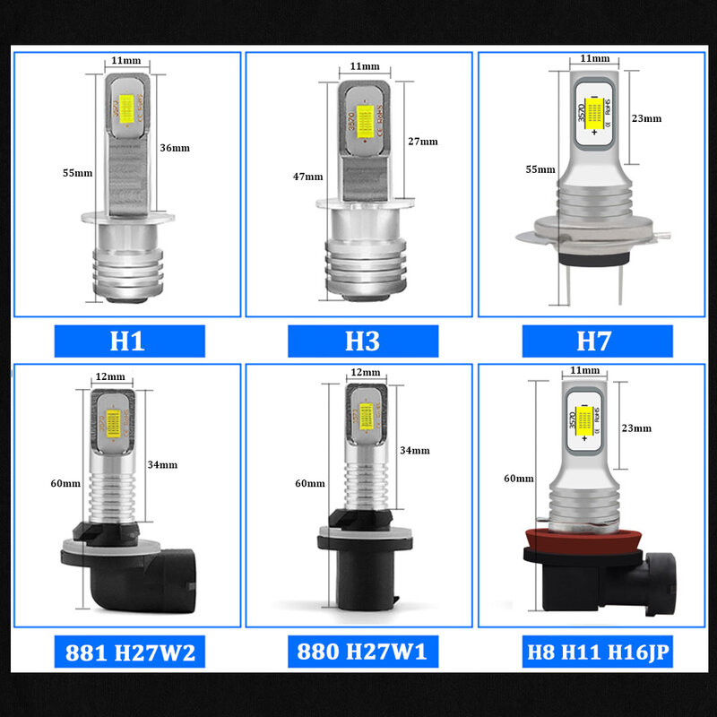 2x Canbus H8 H11 H7 H1 H3 H16 5202 HB4 9005 HB3 H10 P13W PSX24W PSX26W h27 h27w/1 881 h27w1 h27w2 h27w/2 LED DRL Fog Lamp lights