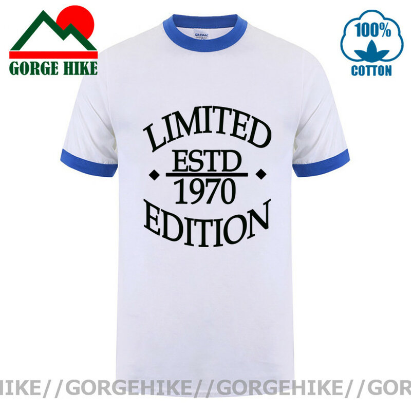 Camiseta masculina vintage estampada em 1970, camiseta de algodão com gola redonda para presente de aniversário, edição limitada 1970