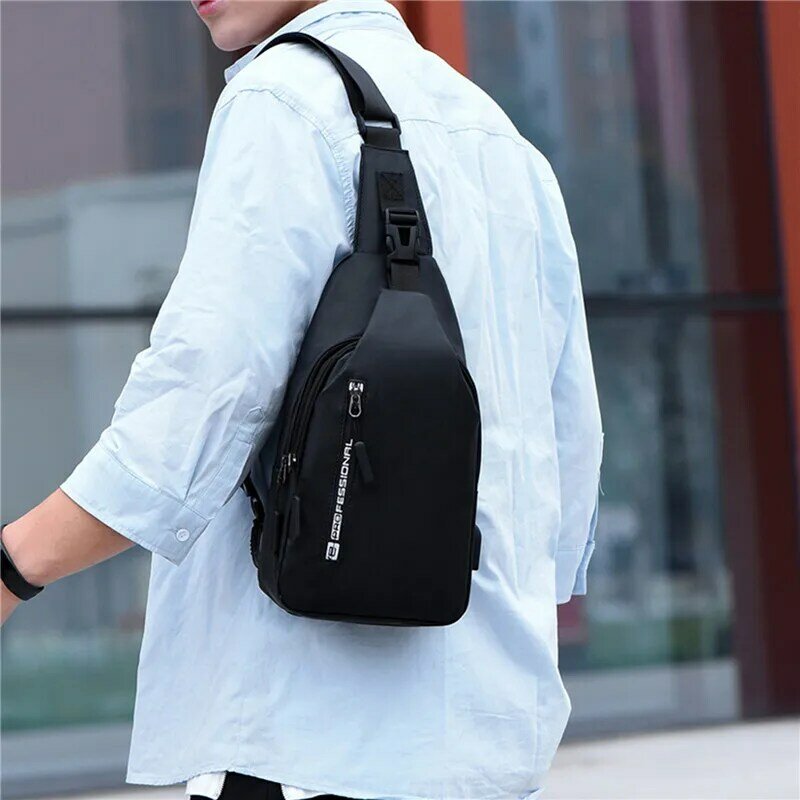 Bolso de hombro con carga USB para hombre, bandolera antirrobo para el pecho, mochila escolar de mensajero para viaje corto de verano, novedad de 2021