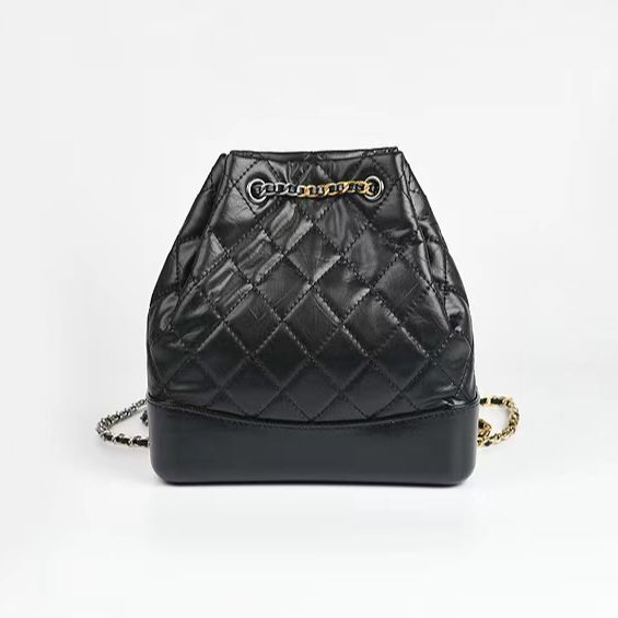 Design de luxo mochila sacos para mulheres senhora couro genuíno qualidade corrente de metal xadrez feminino bolsa ombro bolsa feminina