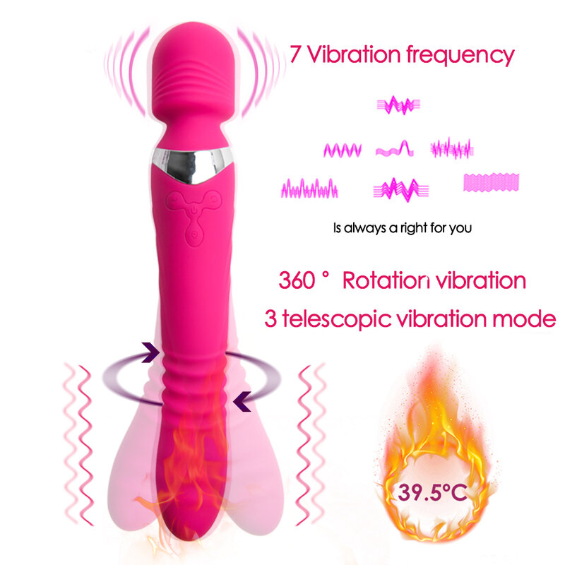 7 Speed Heating Vibrator Rotation thrusting dildo AV Magic Wand Massager G spot Vibrators Clit Stimulator sex toys for Women