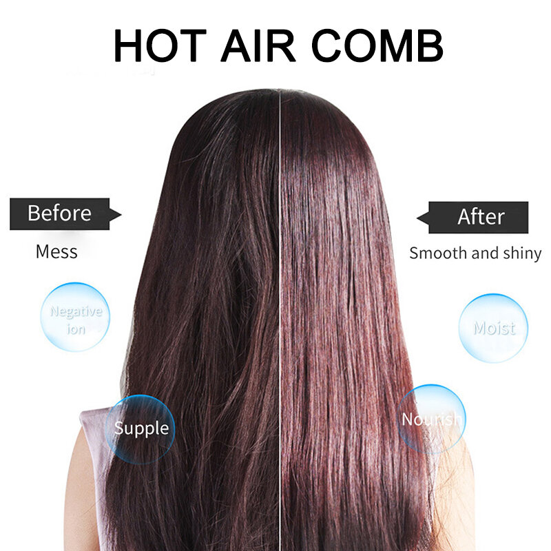 Cepillo que seca y volumiza el pelo de un solo paso, el cepillo produce aire caliente y puede alisar y arizar el pelo