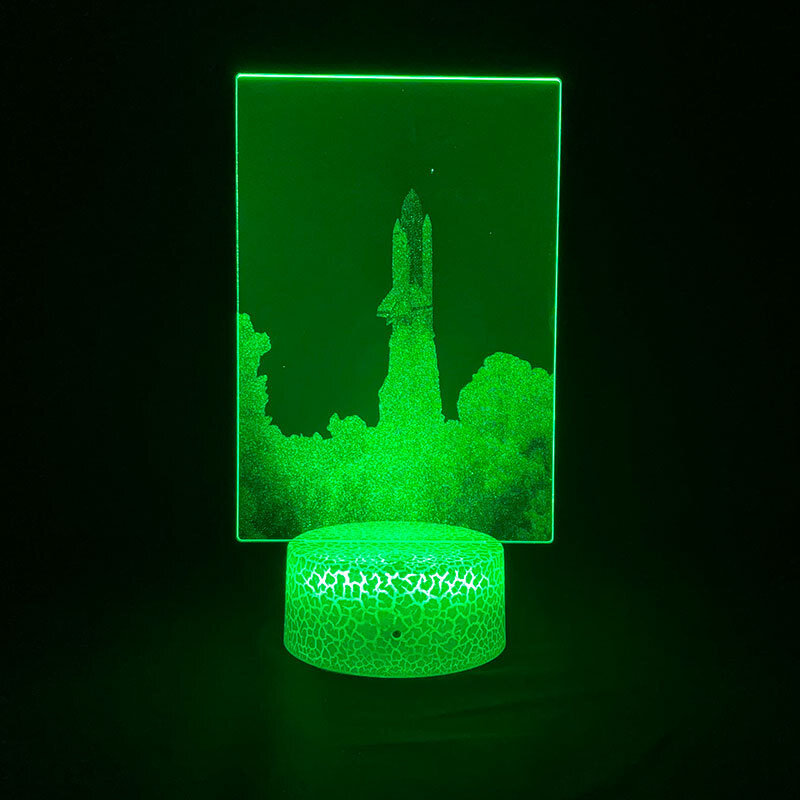 Space Shuttle 3D Grafische Lamp Nachtlampje Creatieve Touch Afstandsbediening Kleurrijke Sfeer Led Visuele Licht Cadeaus Voor Kinderen Jongens