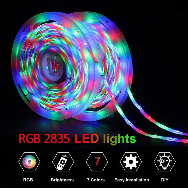 Lampu Strip LED RGB 2835 Warna Bluetooth USB IR Remote Fleksibel Lampu Pita Dioda DC5V TV Lampu Belakang Pencahayaan Malam Luces Led 5M