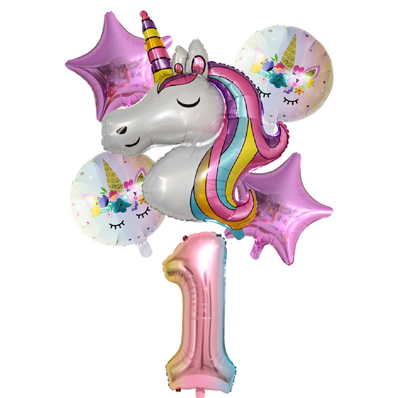 Globos de aluminio de unicornio, globo de helio, látex, decoraciones para fiesta de cumpleaños, Baby Shower, unicornio
