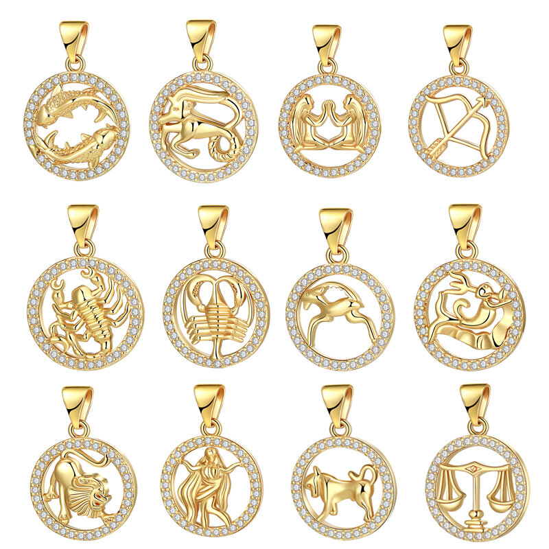 12 constelações encantos para fazer jóias em massa diy brinco colar pingentes acessórios femininos cobre cz jóias descobertas